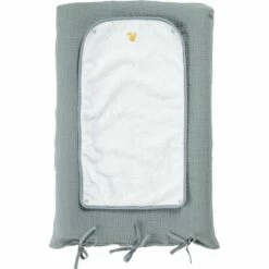 NUAGE - Matelas à Langer En Gaze De Coton Brodé - Bleu Calaluna