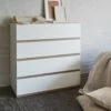 NESTOR - Commode Module 4 Tiroirs En Bois Effet Chêne - Blanc H94XL94cm -chambre à coucher Soldes NESTOR 27021514 A 1