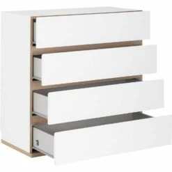 NESTOR - Commode Module 4 Tiroirs En Bois Effet Chêne - Blanc H94XL94cm 11 NESTOR - Commode Module 4 Tiroirs En Bois Effet Chêne - Blanc H94XL94cm -chambre à coucher Soldes NESTOR 27021514 B 1