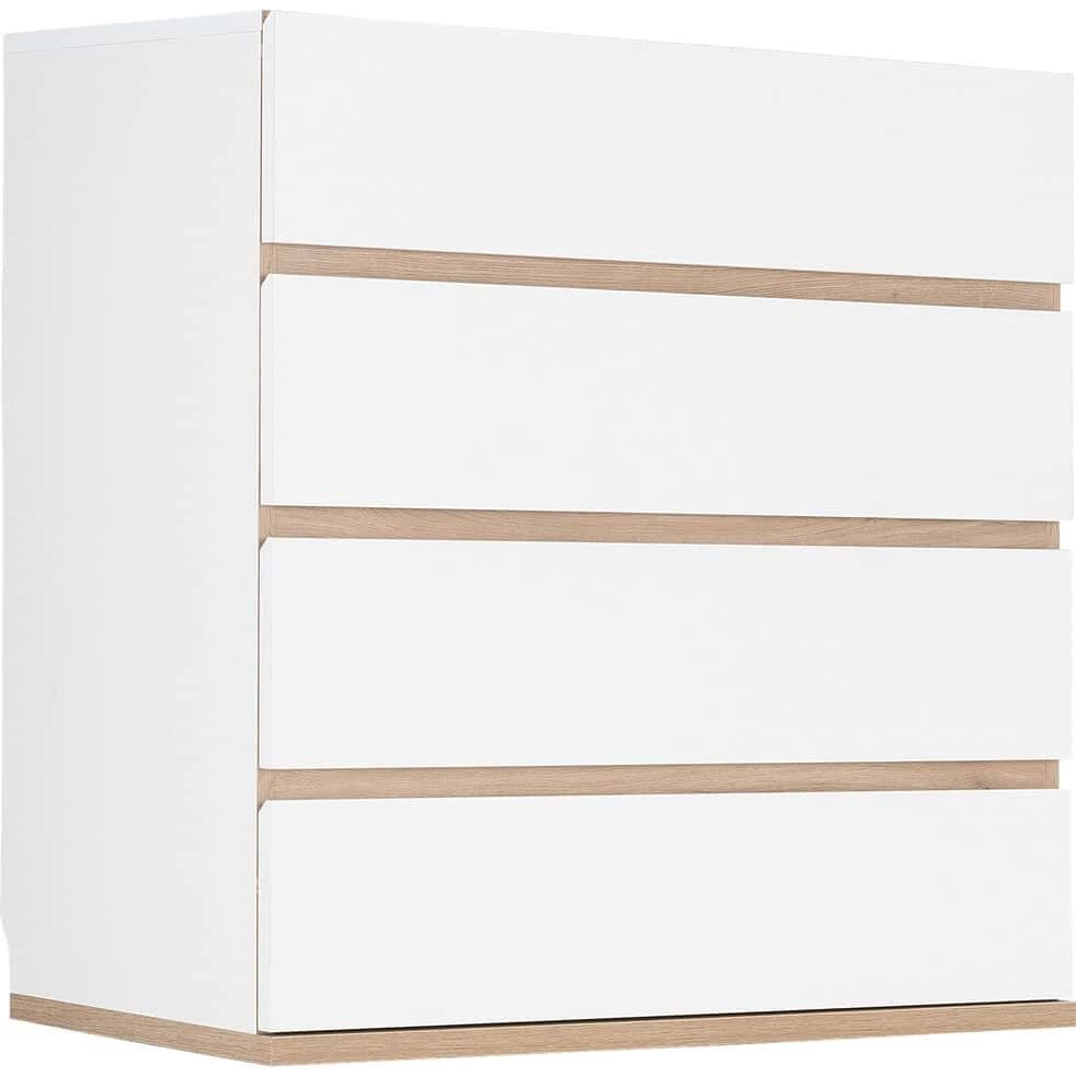 NESTOR - Commode Module 4 Tiroirs En Bois Effet Chêne - Blanc H94XL94cm 5 NESTOR - Commode Module 4 Tiroirs En Bois Effet Chêne - Blanc H94XL94cm – Image 3