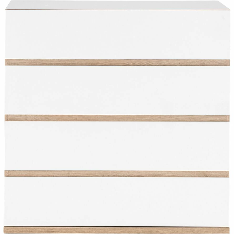 NESTOR - Commode Module 4 Tiroirs En Bois Effet Chêne - Blanc H94XL94cm 6 NESTOR - Commode Module 4 Tiroirs En Bois Effet Chêne - Blanc H94XL94cm – Image 4