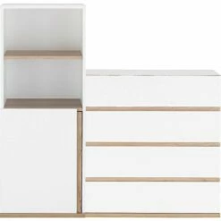 NESTOR - Commode Module 4 Tiroirs En Bois Effet Chêne - Blanc H94XL94cm 15 NESTOR - Commode Module 4 Tiroirs En Bois Effet Chêne - Blanc H94XL94cm -chambre à coucher Soldes NESTOR 27021514 G 3