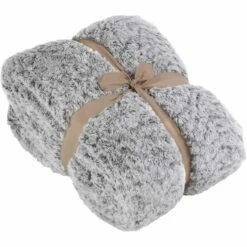 LALOU - Couvre-lit Réversible Effet Fourrure - Gris 180x230cm