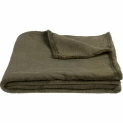 ROBIN - Couvre Lit Effet Polaire - Vert Cèdre 180x220cm