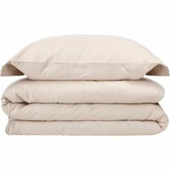 KISSOS - Housse De Couette Et 2 Taies D'oreiller En Coton Finition Frise - Beige 240x220cm