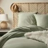 MANTA - Housse De Couette 240x220cm Et 2 Taies D'oreiller 65x65cm En Coton Lavé - Vert Olivier -chambre à coucher Soldes Parure MANTA 27465448 A 1