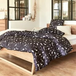 MATTI - Housse De Couette 140x200cm Et 1 Taie D'oreiller 63x63cm En Coton - Noir Et Blanc 9 MATTI - Housse De Couette 140x200cm Et 1 Taie D'oreiller 63x63cm En Coton - Noir Et Blanc -chambre à coucher Soldes Parure MATTI 27456200 A 1