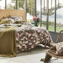 MAZZO - Housse De Couette 240x220cm Et 2 Taies D'oreiller 63x63cm En Lin Et Coton Motif Floral - Rose -chambre à coucher Soldes Parure MAZZO 27519882 A 1