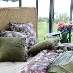 MAZZO - Housse De Couette 240x220cm Et 2 Taies D'oreiller 63x63cm En Lin Et Coton Motif Floral - Rose -chambre à coucher Soldes Parure MAZZO 27519882 A 2