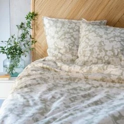 NYMPHE - Housse De Couette 240x220cm Et 2 Taies D'oreiller 63x63cm En Coton Motif Floral - Vert -chambre à coucher Soldes Parure NYMPHE 27573082 A 2