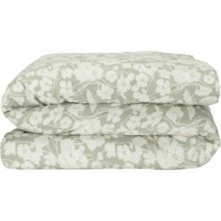 NYMPHE - Housse De Couette 240x220cm Et 2 Taies D'oreiller 63x63cm En Coton Motif Floral - Vert -chambre à coucher Soldes Parure NYMPHE 27573082 B 1