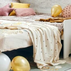 BULY - Plaid En Coton Bio Avec Pompons - Blanc écru - L80xl100cm -chambre à coucher Soldes Plaid Buly 27133408 A 1