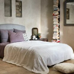 MARIUS - Couvre Lit Imitation Fourrure - Blanc Ventoux 180x220cm -chambre à coucher Soldes Plaid MARIUS 26466255 A 1