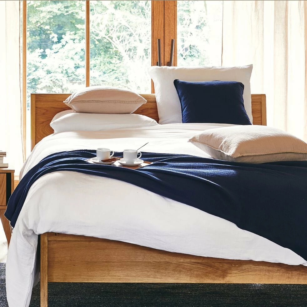 TESSALY - Couvre-lit En Gaze De Coton - Bleu Céou 180x230cm 7 TESSALY - Couvre-lit En Gaze De Coton - Bleu Céou 180x230cm – Image 5