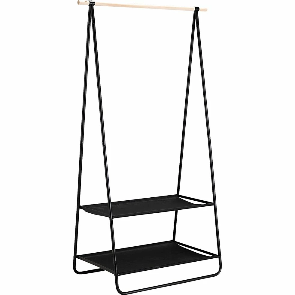 DAVEN - Penderie Ouverte à 2 étagères En Acier Et En Bois H171xL95cm - Noir 4 DAVEN - Penderie Ouverte à 2 étagères En Acier Et En Bois H171xL95cm - Noir – Image 2