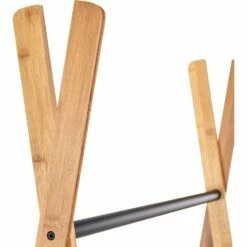 DORIAN - Penderie Ouverte à 2 étagères En Acier Et Bambou H173xL93cm - Noir -chambre à coucher Soldes Portant DORIAN 27316030 Z 1