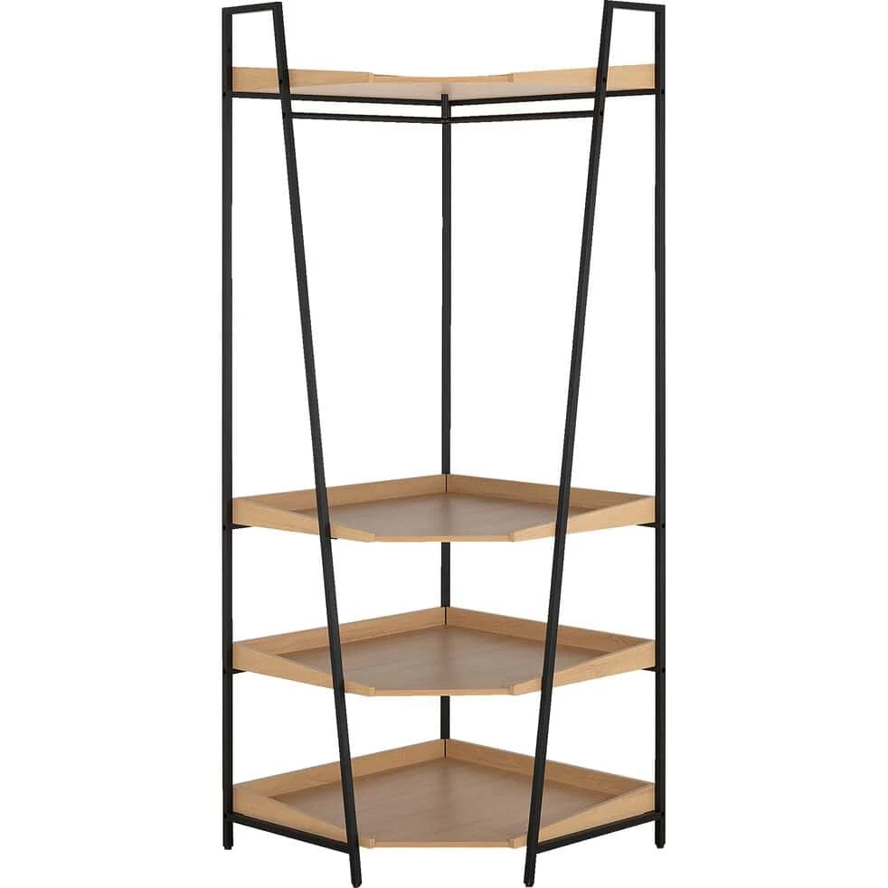 HENRY - Rangement D'angle En Bois Et Acier - Noir H221XL82cm 4 HENRY - Rangement D'angle En Bois Et Acier - Noir H221XL82cm – Image 2