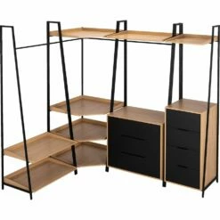HENRY - Rangement D'angle En Bois Et Acier - Noir H221XL82cm 24 HENRY - Rangement D'angle En Bois Et Acier - Noir H221XL82cm -chambre à coucher Soldes Rangement d 39 angle HENRY 27018903 G 1