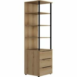 LUCIAN - Colonne De Rangement 3 Tiroirs En Bois H220cm - Bois Clair -chambre à coucher Soldes Rangement portant LUCIAN 27661895 B 1