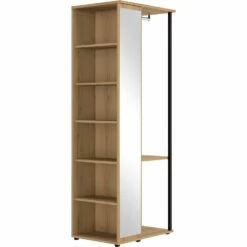LUCIAN - Armoire Ouverte Avec Miroir H220cm - Bois Clair 5 LUCIAN - Armoire Ouverte Avec Miroir H220cm - Bois Clair -chambre à coucher Soldes Rangement portant LUCIAN 27661901 B 1