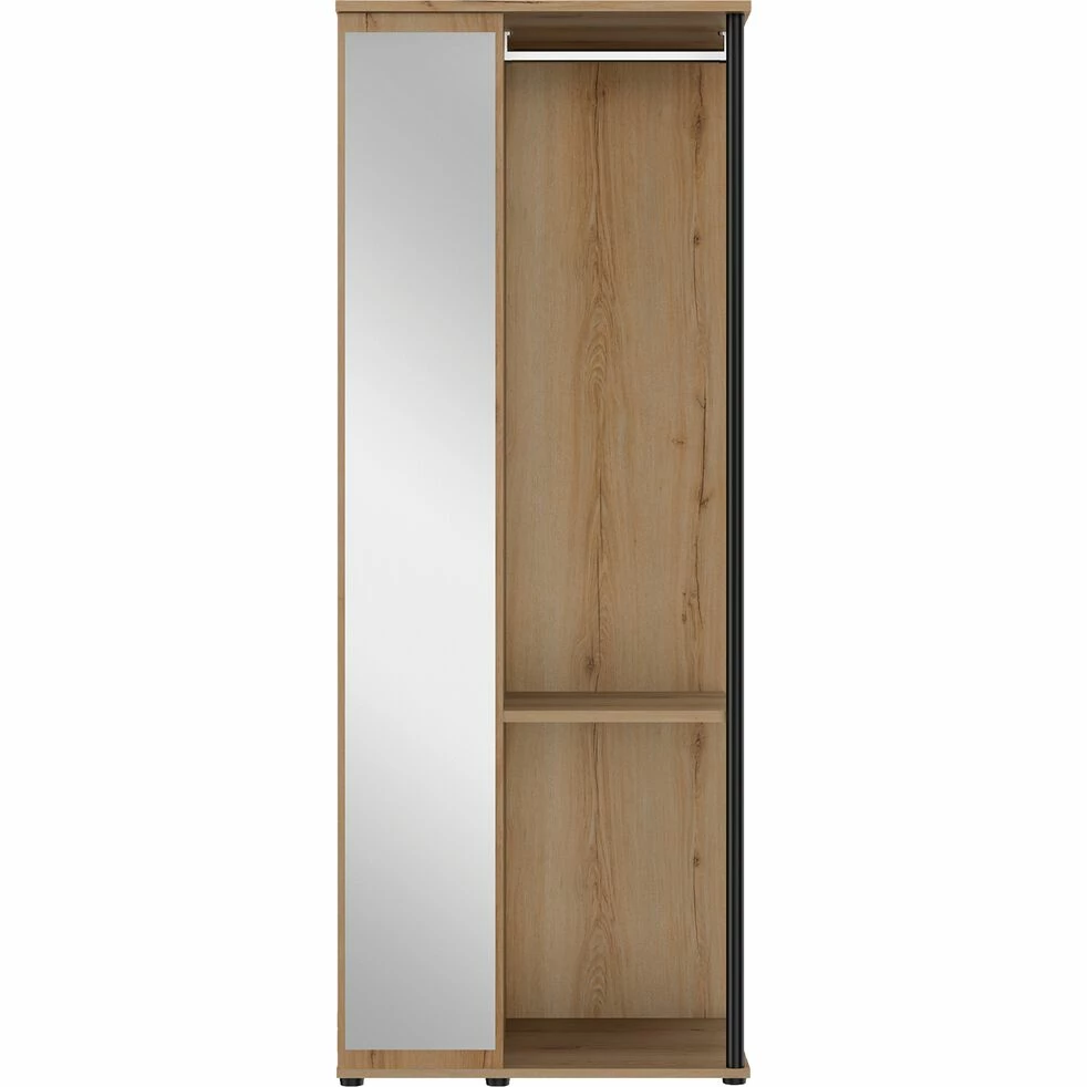 LUCIAN - Armoire Ouverte Avec Miroir H220cm - Bois Clair 3 LUCIAN - Armoire Ouverte Avec Miroir H220cm - Bois Clair