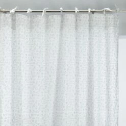 BESTIAIRE - Rideau à Nouettes En Coton - Blanc Avec Imprimé Gris - 140x250cm