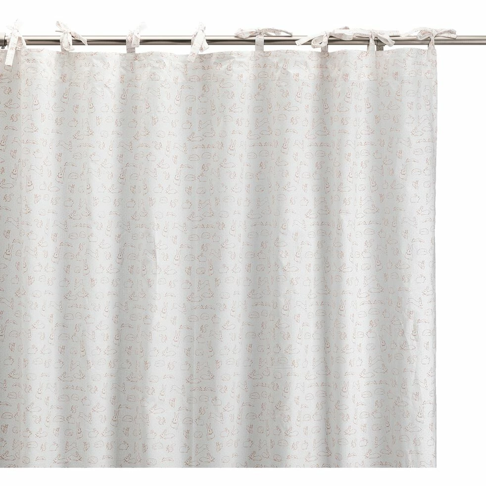 BESTIAIRE - Rideau à Nouettes En Coton - Blanc Avec Imprimé Rose Salina - 140x250cm 3 BESTIAIRE - Rideau à Nouettes En Coton - Blanc Avec Imprimé Rose Salina - 140x250cm