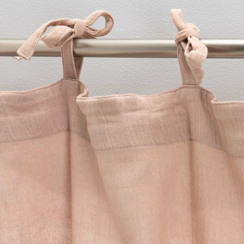 NUAGE - Rideau à Nouettes En Gaze De Coton - Rose Salina - 140x250cm 4 NUAGE - Rideau à Nouettes En Gaze De Coton - Rose Salina - 140x250cm – Image 2