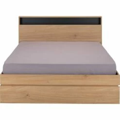 SALVA - Lit Effet Chêne - Bois Clair 140x200cm -chambre à coucher Soldes SALVA 26841502 B 1