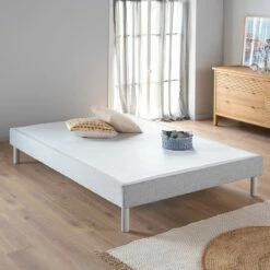 SORMIOU - Sommier Tapissier 140x190cm Gris Clair -chambre à coucher Soldes Sommier tapissier SORMIOU 26758077 A 1