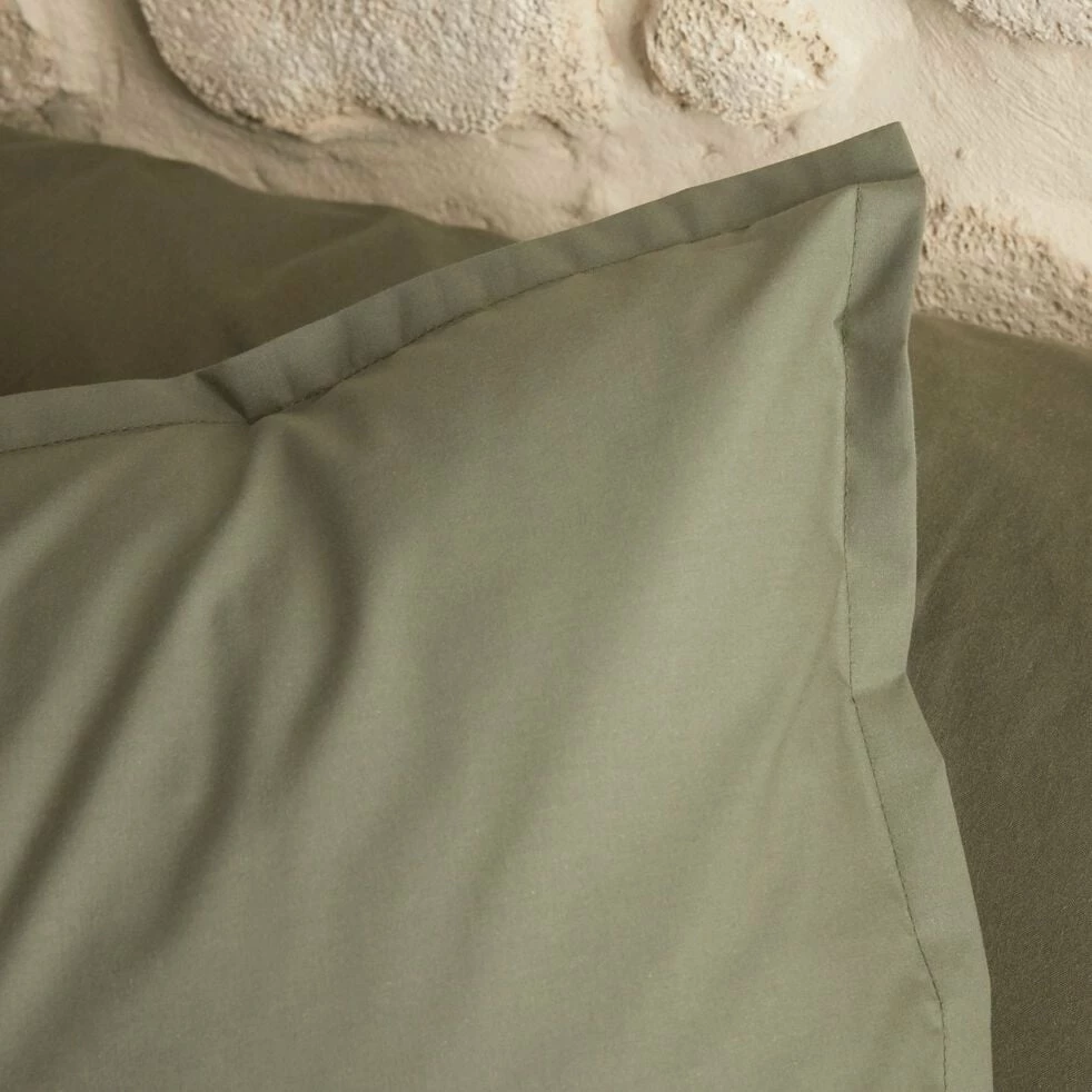 FLORE - Lot De 2 Taies D'oreiller En Percale De Coton - Vert Cèdre 50x70cm 6 FLORE - Lot De 2 Taies D'oreiller En Percale De Coton - Vert Cèdre 50x70cm – Image 4