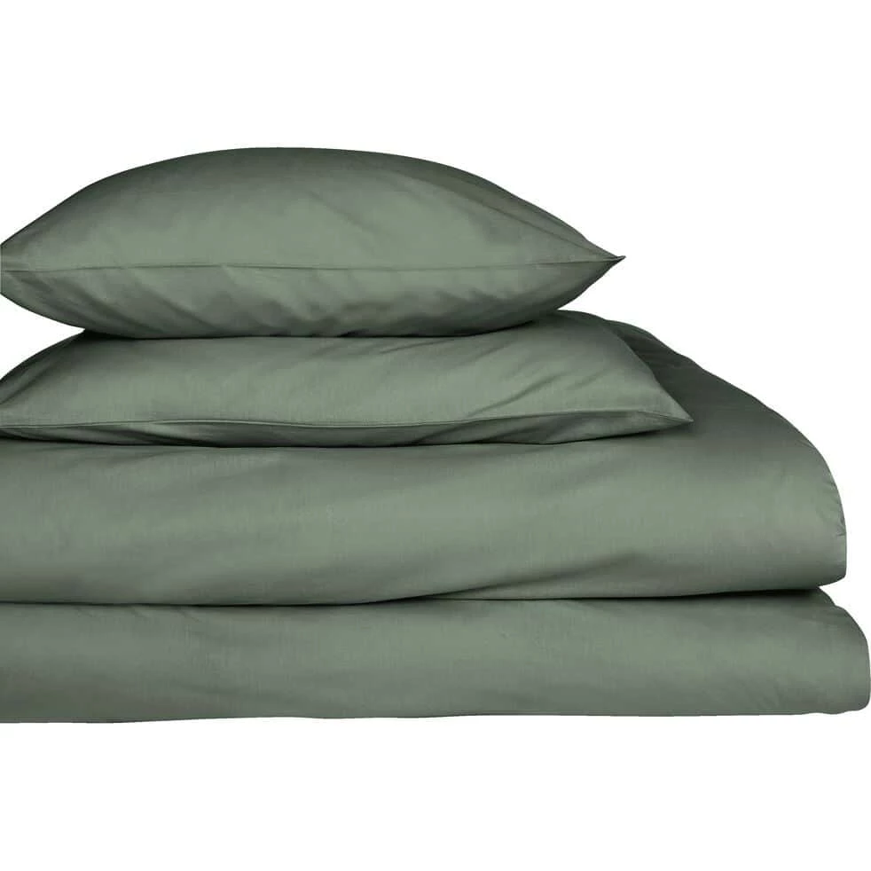FLORE - Lot De 2 Taies D'oreiller En Percale De Coton - Vert Cèdre 50x70cm 5 FLORE - Lot De 2 Taies D'oreiller En Percale De Coton - Vert Cèdre 50x70cm – Image 3
