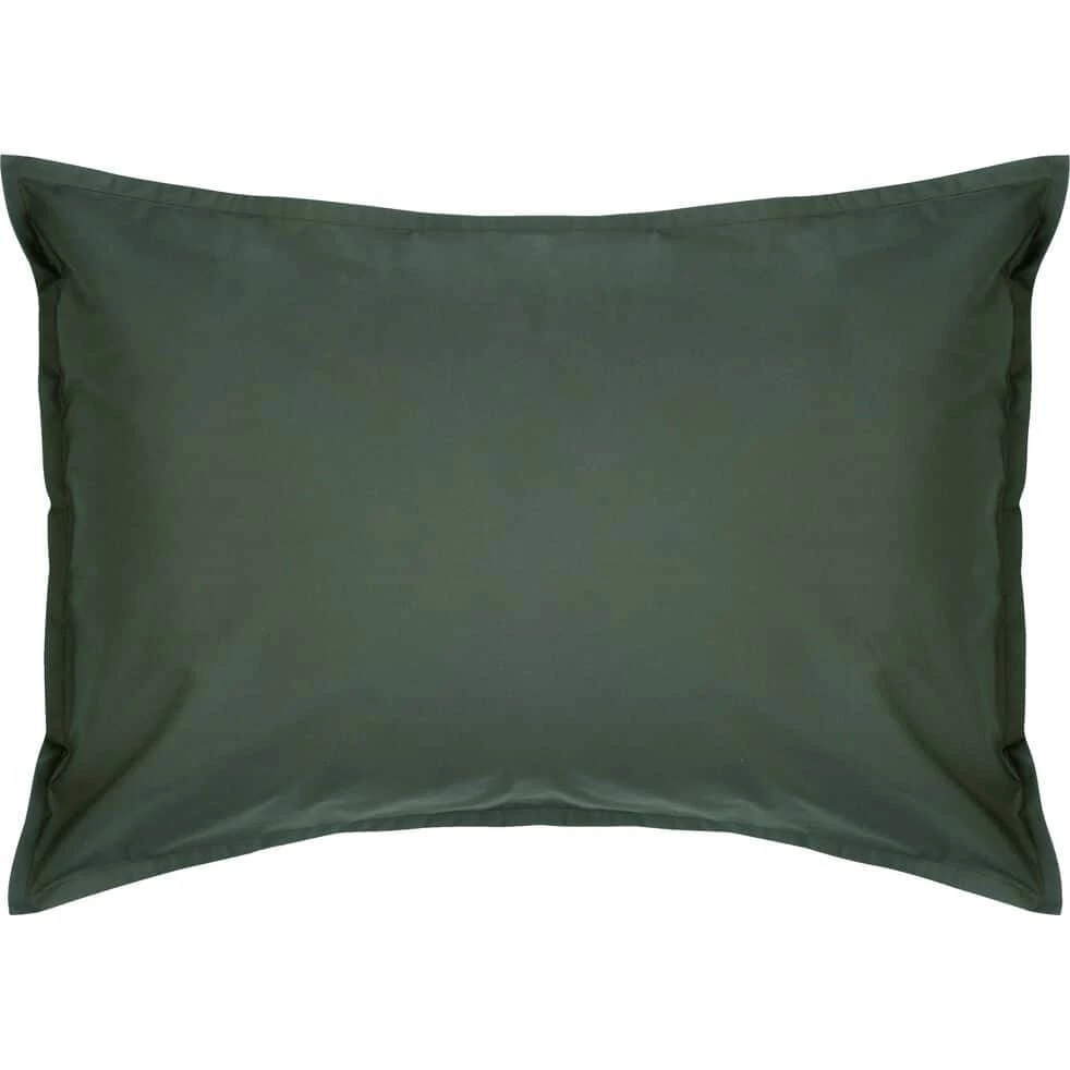 FLORE - Lot De 2 Taies D'oreiller En Percale De Coton - Vert Cèdre 50x70cm 3 FLORE - Lot De 2 Taies D'oreiller En Percale De Coton - Vert Cèdre 50x70cm