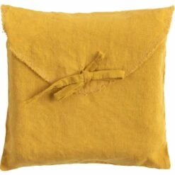 VENCE - Lot De 2 Taies D'oreiller En Lin Lavé - Jaune Argan 50x70cm -chambre à coucher Soldes TAIES OREILLER VENCE 27362716 D 1