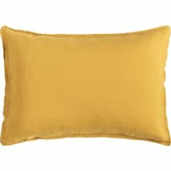 VENCE - Lot De 2 Taies D'oreiller En Lin Lavé - Jaune Argan 50x70cm
