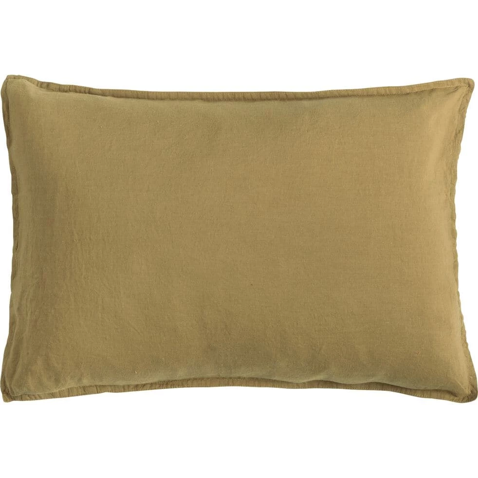 VENCE - Lot De 2 Taies D'oreiller En Lin Lavé - Jaune Alep 50x70cm 3 VENCE - Lot De 2 Taies D'oreiller En Lin Lavé - Jaune Alep 50x70cm