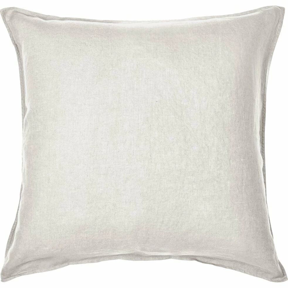 VENCE - Lot De 2 Taies D'oreiller En Lin Lavé - Blanc Capelan 65x65cm 3 VENCE - Lot De 2 Taies D'oreiller En Lin Lavé - Blanc Capelan 65x65cm