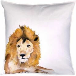 LION - Taie D'oreiller Enfant Imprimé Lion En Coton 63x63cm - Marron