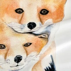 FAMILLE RENARD - Taie D'oreiller Enfant Imprimé Renard En Coton 63x63cm - Orange -chambre à coucher Soldes Taie d oreiller RENARD 27599723 Z 1