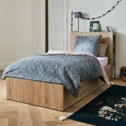 BALME - Tête De Lit En Bois Avec Rangements - Noir Et Effet Chêne Clair L100cm -chambre à coucher Soldes Tete de lit BALME 26774886 A 2