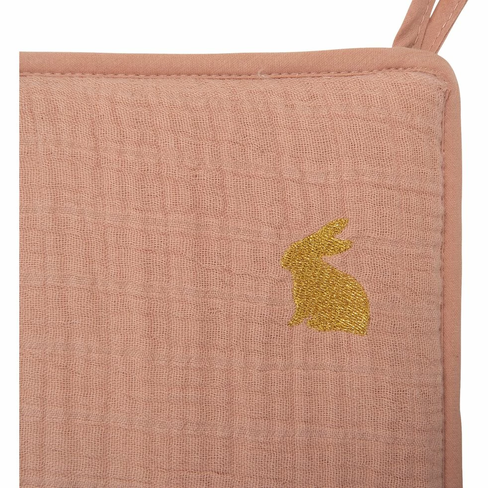 NUAGE - Tour De Lit Bébé En Gaze De Coton Bio Avec Broderie Lurex - Rose Salina 4 NUAGE - Tour De Lit Bébé En Gaze De Coton Bio Avec Broderie Lurex - Rose Salina – Image 2