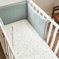 NUAGE - Tour De Lit Bébé En Gaze De Coton Bio Avec Broderie Lurex - Bleu Calaluna -chambre à coucher Soldes Tour de lit Nuage 27174487 A 2