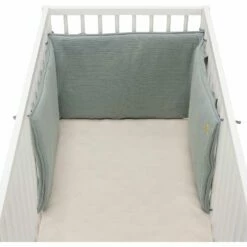 NUAGE - Tour De Lit Bébé En Gaze De Coton Bio Avec Broderie Lurex - Bleu Calaluna -chambre à coucher Soldes Tour de lit Nuage 27174487 G 1