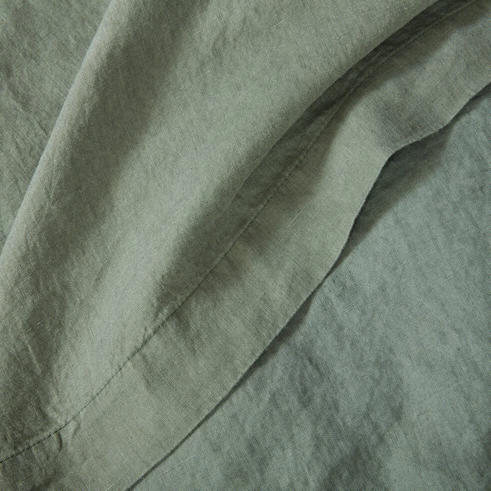 VENCE - Linge De Lit Uni En Lin Lavé - Vert Cèdre 5 VENCE - Linge De Lit Uni En Lin Lavé - Vert Cèdre – Image 3
