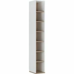 NESTOR - Colonne De Rangement En Bois Effet Chêne - Blanc H235xL35cm 12 NESTOR - Colonne De Rangement En Bois Effet Chêne - Blanc H235xL35cm -chambre à coucher Soldes bibliotheque NESTOR 27016886 B 1