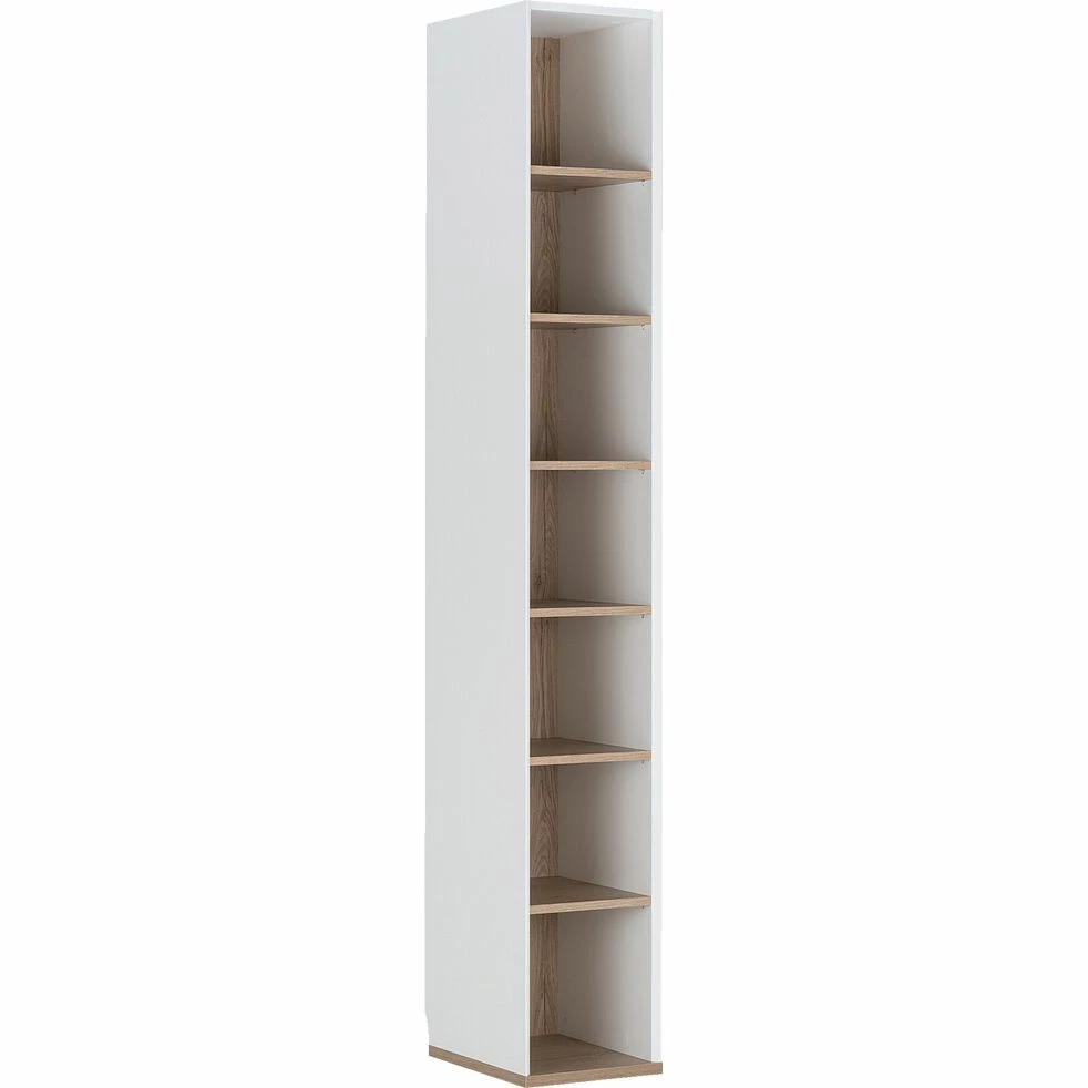 NESTOR - Colonne De Rangement En Bois Effet Chêne - Blanc H235xL35cm 5 NESTOR - Colonne De Rangement En Bois Effet Chêne - Blanc H235xL35cm – Image 3