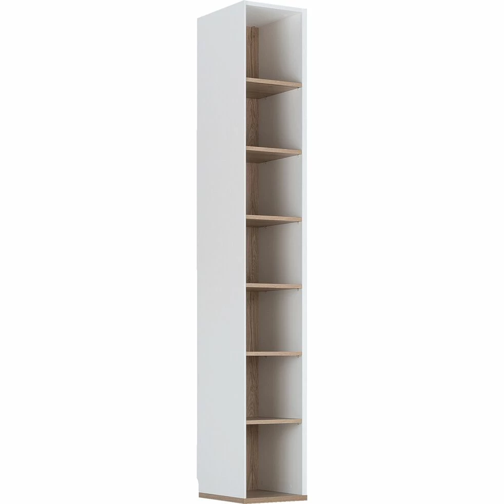NESTOR - Colonne De Rangement En Bois Effet Chêne - Blanc H235xL35cm 6 NESTOR - Colonne De Rangement En Bois Effet Chêne - Blanc H235xL35cm – Image 4