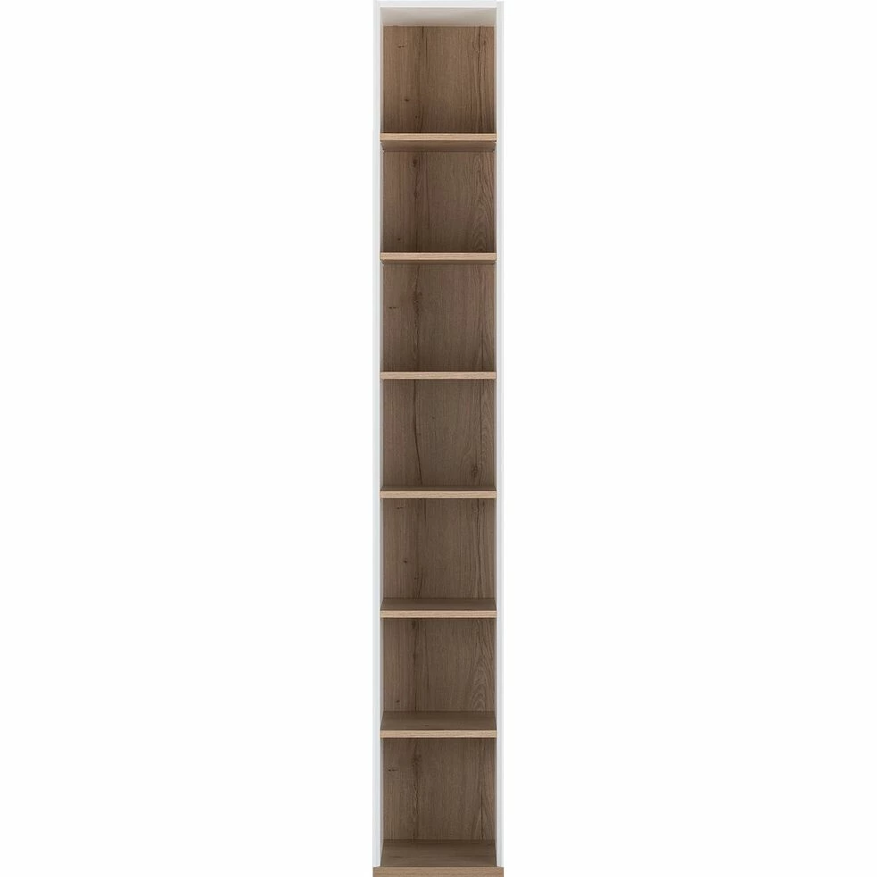 NESTOR - Colonne De Rangement En Bois Effet Chêne - Blanc H235xL35cm 4 NESTOR - Colonne De Rangement En Bois Effet Chêne - Blanc H235xL35cm – Image 2
