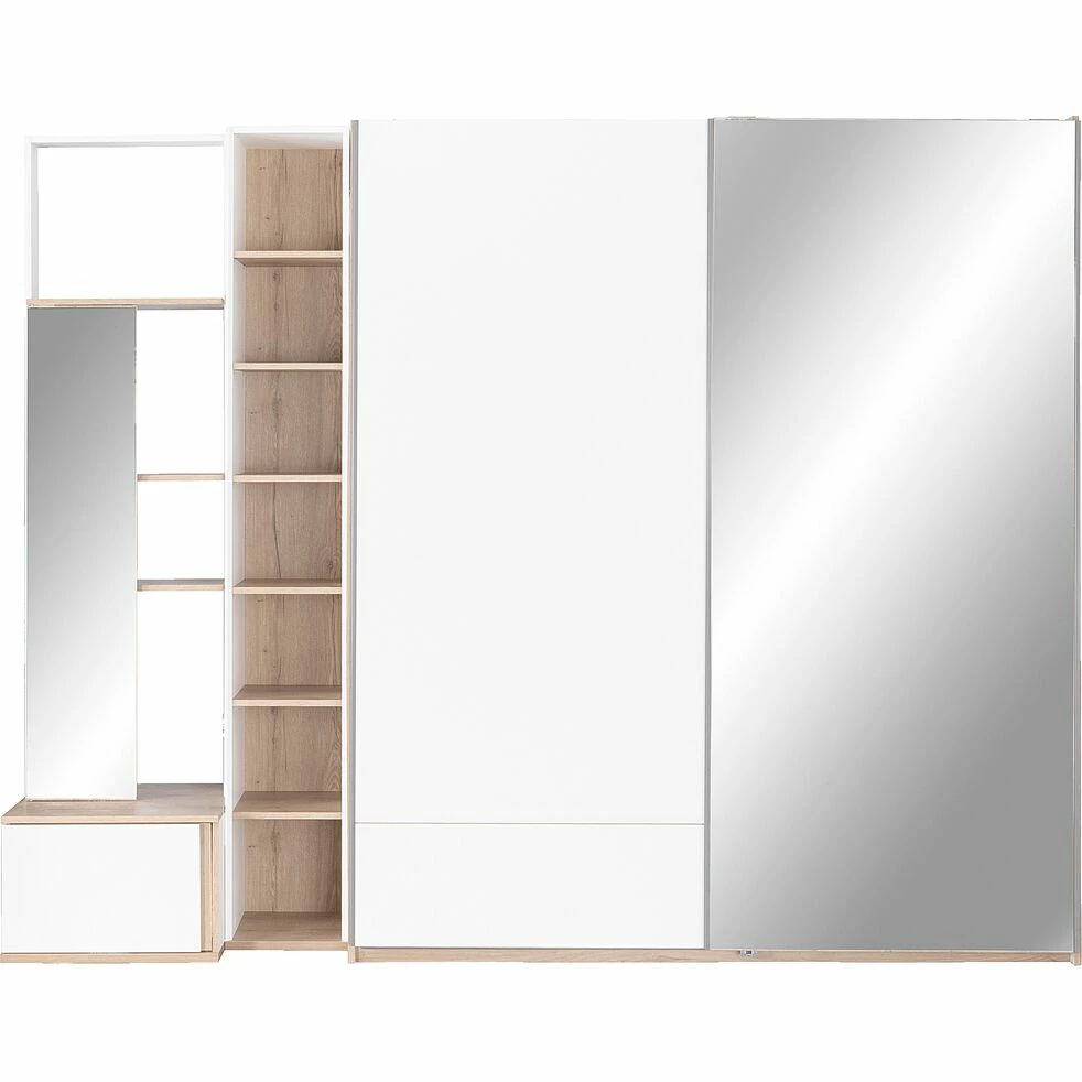 NESTOR - Colonne De Rangement En Bois Effet Chêne - Blanc H235xL35cm 8 NESTOR - Colonne De Rangement En Bois Effet Chêne - Blanc H235xL35cm – Image 6