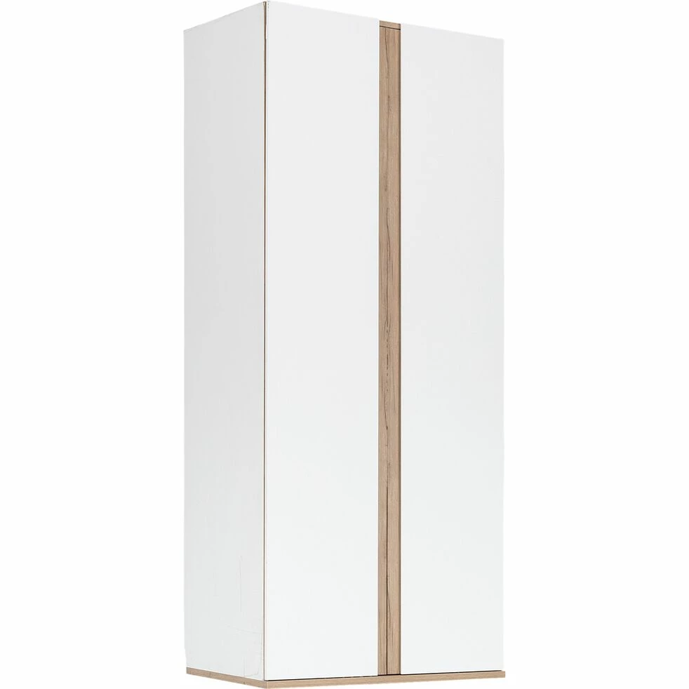 NESTOR - Armoire De Dressing 2 Portes Battantes En Bois Effet Chêne - Blanc H235xL100cm 6 NESTOR - Armoire De Dressing 2 Portes Battantes En Bois Effet Chêne - Blanc H235xL100cm – Image 4